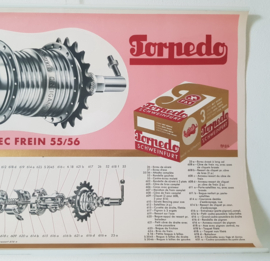 Jaren 50 poster   "Torpedo 3-versnellingsnaaf met rem"