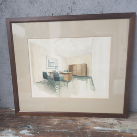Ingelijste schildering interieurarchitect