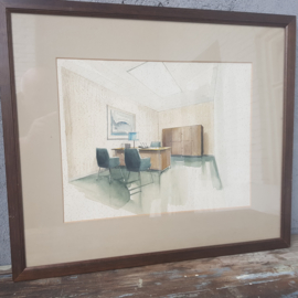 Ingelijste schildering interieurarchitect