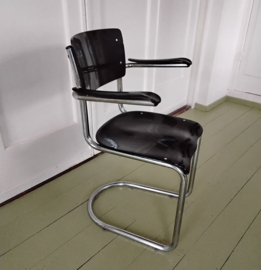Originele , vroege, Gebr. De Wit 3011 buisframe stoel.