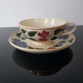 Boerenbont, decor 418 Soc. Ceramique . Theekop en -schotel