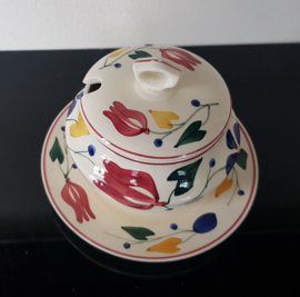 Boerenbont, decor 417. Soc. Ceramique . Jampotje met onderschotel.