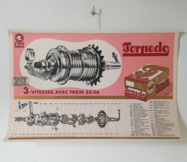 Jaren 50 poster   "Torpedo 3-versnellingsnaaf met rem"