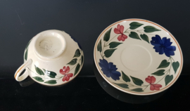 Boerenbont, decor 418 Soc. Ceramique . Theekop en -schotel