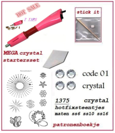 Mega startersset crystal hotfix applicator roze 