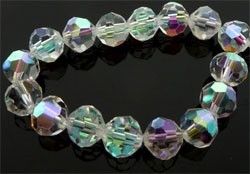 110300 Glaskralen kristal rond facet geslepen met mooie glans ± 8mm (Kristal AB)