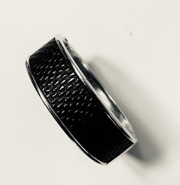Klemarmband  zwart met zilver
