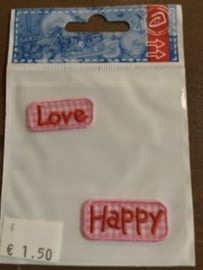 applicatie love  happy 3x1.5 cm  Merk: Pronty