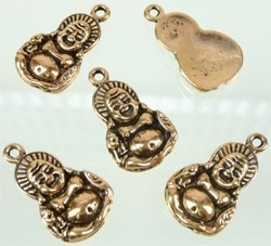 090442 Metaal hanger boeddha oud goud kleur 40x23mm