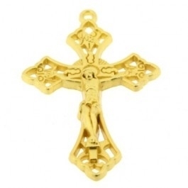 091023 Hanger Crucifix - Kruis voor Rozenkrans 47x29mm (Goudkleur)