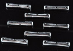 090961 10 stuks Kunststof verdelers metal look met 3 gaatjes ± 22x5mm (Nikkelkleur)