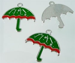 090574 Metaal hanger paraplu met epoxy 27x26mm groen/rood