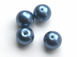 110360 Glasparels metaal blauw 8 mm, 25 in zakje