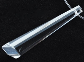 110380 Glas hanger lang, facet geslepen ± 60x15x12mm (Kristal)