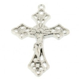 091022 hanger kruis/crucifix voor Rozenkrans 47x29mm (Zilverkleur)