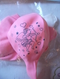 ballon cupido roze/wit