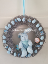 Geboorte paas krans blauw