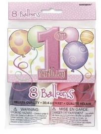 1st birthday ballonnen  serie baloons meisje