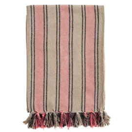 Plaid gestreept, koraal-taupe 130x185 Madam Stoltz