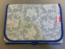 Schoudertas L blauw kantmotief