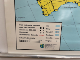 Vintage schoolkaart Australië en Oceanië