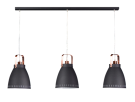 Hanglamp 3-lichts zwart-koper