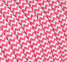 Textielsnoer roze-wit zebra