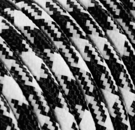 Textielsnoer zwart-wit geblokt