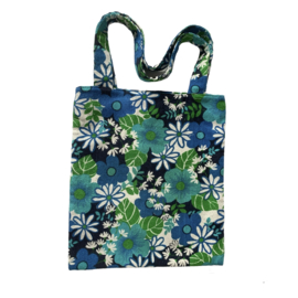 Tas vintage stof blauw-groen