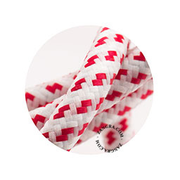Textielsnoer wit met rood blokje