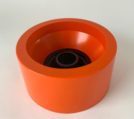 Vintage plafonnière oranje + glas