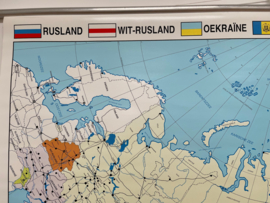 Vintage schoolkaart Rusland en omringende landen