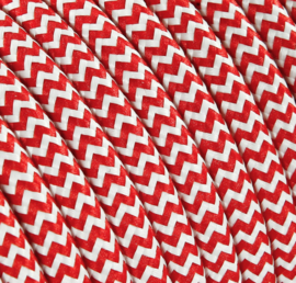 Textielsnoer rood-wit zebra