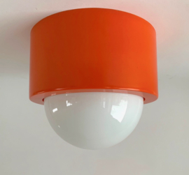 Vintage plafonnière oranje + glas