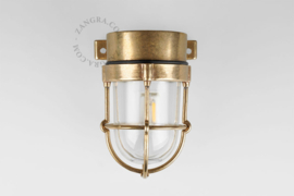 Wandlamp messing waterdicht helder glas