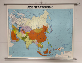 Vintage schoolkaart Azië Staatkundig