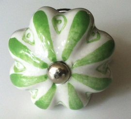 Knop geschulpt groen/wit