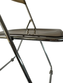 Vintage klapstoel chroom met rook-transparant kunststof