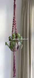 Plantenhanger macramé grijs en groen