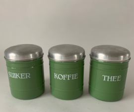 Set emaille voorraadbussen koffie-thee-suiker