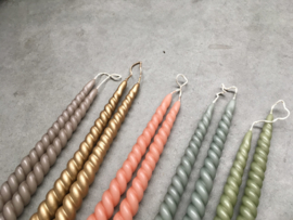Gedraaide kaarsen Swirl - goud (set van 2)