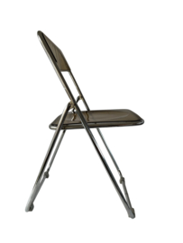 Vintage klapstoel chroom met rook-transparant kunststof