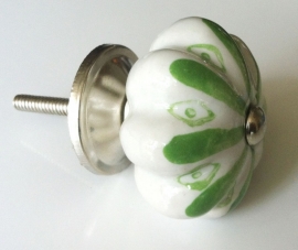 Knop geschulpt groen/wit