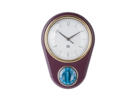 Wandklok Nostalgia met timer aubergine