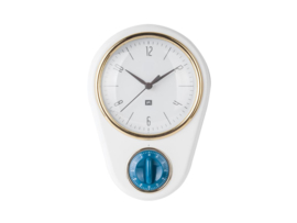 Wandklok Nostalgia met timer wit