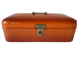 Emaille broodtrommel oranje