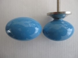 Knop ovaal blauw