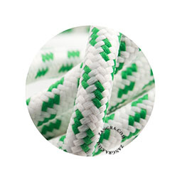 Textielsnoer wit met groen blokje