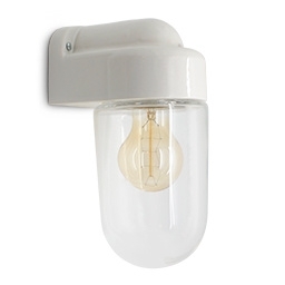 Porselein wandlamp  M + helder glas