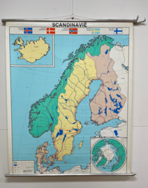 Vintage schoolkaart Scandinavië
